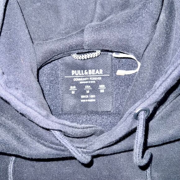 Pull & Bear Men's Pullover Comfort Fit Hoodie in Navy Blue Size Medium - Picture 7 of 8